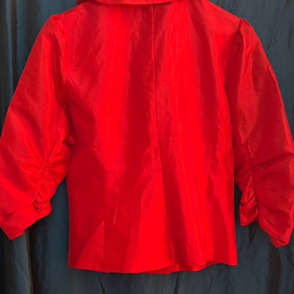 Red Ruffled Button-Up Blouse - Picture 3 of 4
